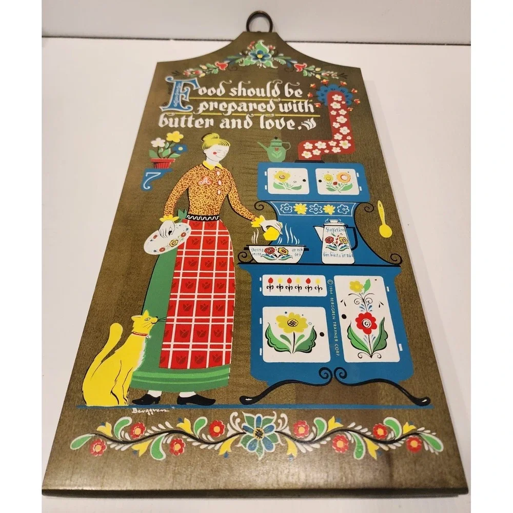 Vintage Solid  maple  wood Kitchen Sign  16 x 7 3/4